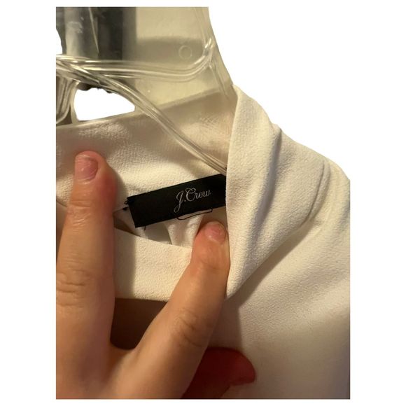 J.Crew Women's White High Neck Peplum Blouse Sleeveless Top with Collar Detail - Picture 4 of 7